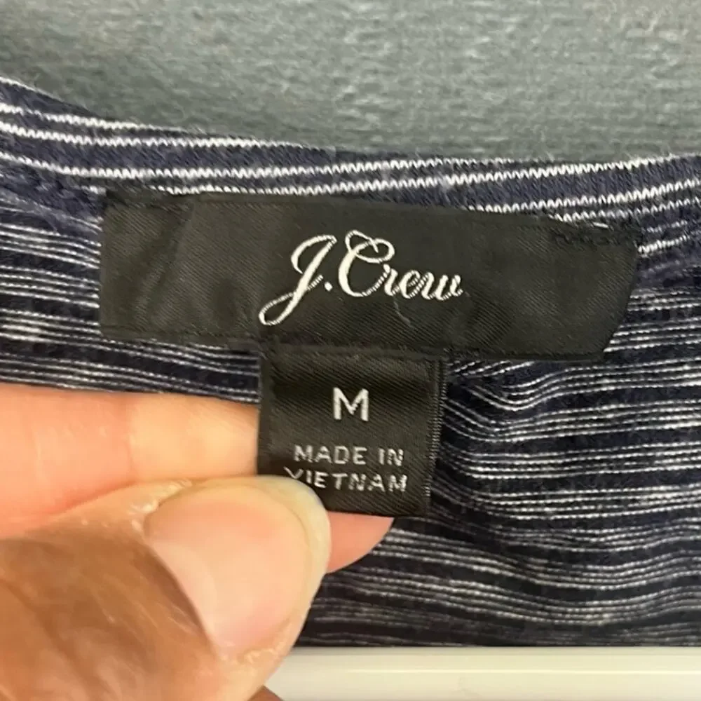 Preppy J. Crew Fitted Shirt Horizontal Matrix Lines Casual Boating Womens Medium
